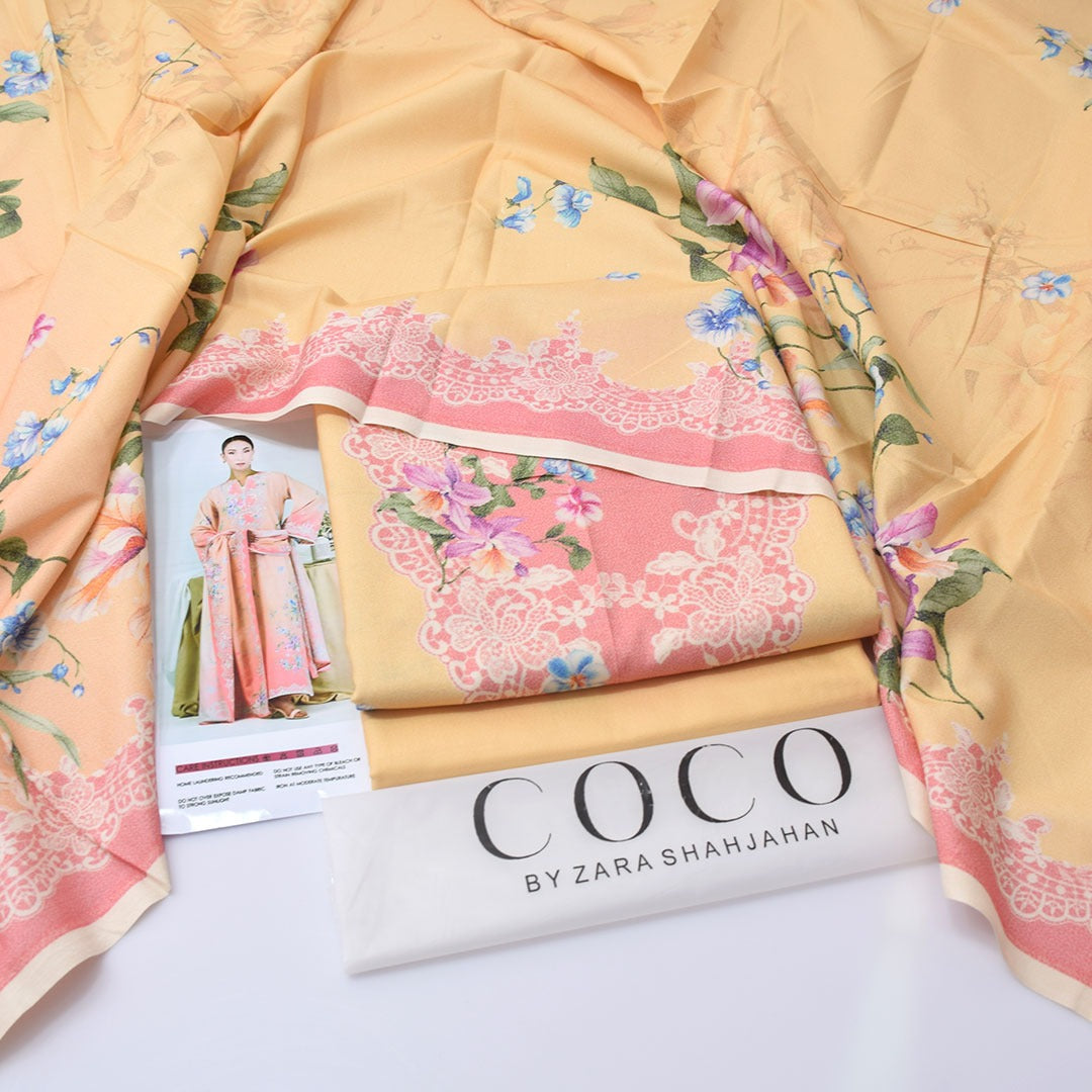 Coco By Zara Shahjahan Digital Printed Dhanak 3-Piece Un-Stiched )