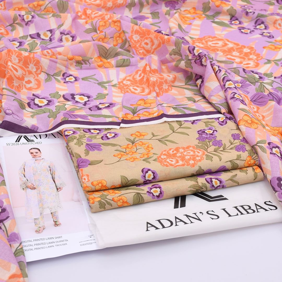 Adan's Libas Digital Lawn 3-Piece Un-Stiched