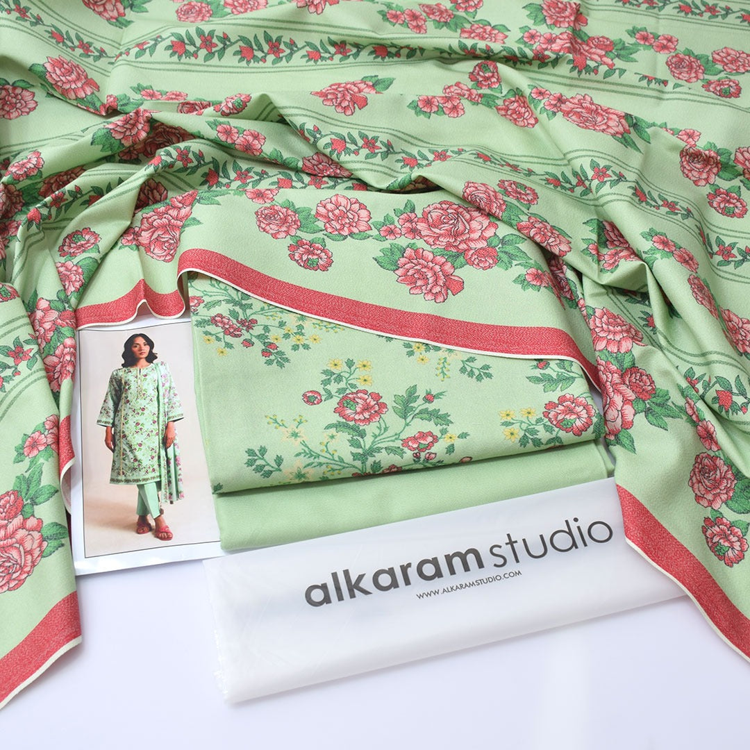 AlKaram Digital Printed Dhanak 3-Piece Un-Stiched
