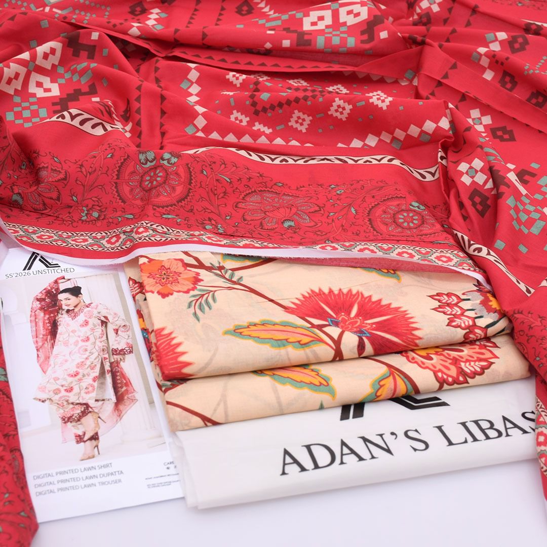 Adan's Libas Digital Lawn 3-Piece Un-Stiched