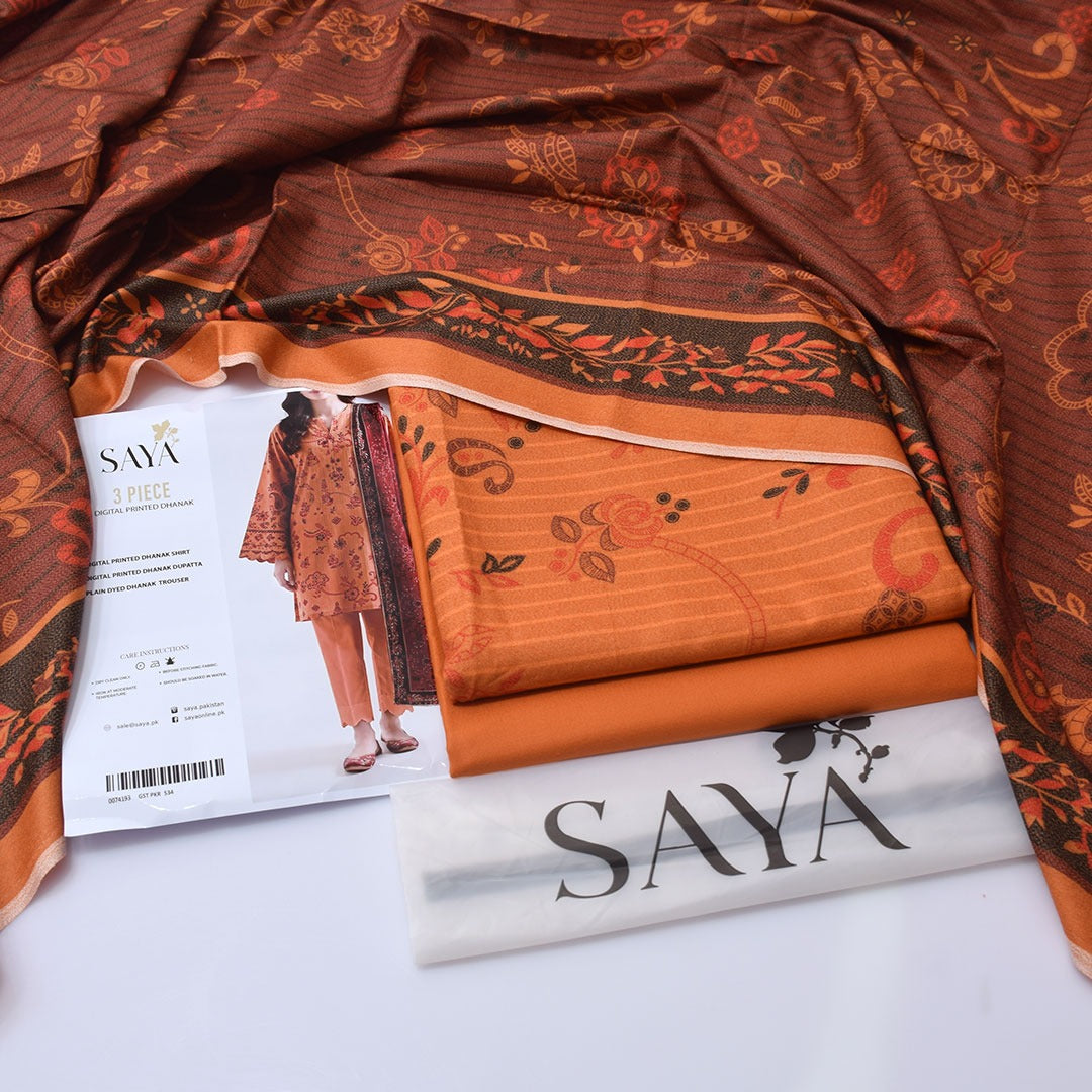 Saya Digital Printed Dhanak 3-Piece Un-Stiched