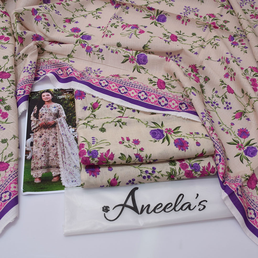 Aneela'S Digital Printed Khaddar 3-Piece Un-Stiched