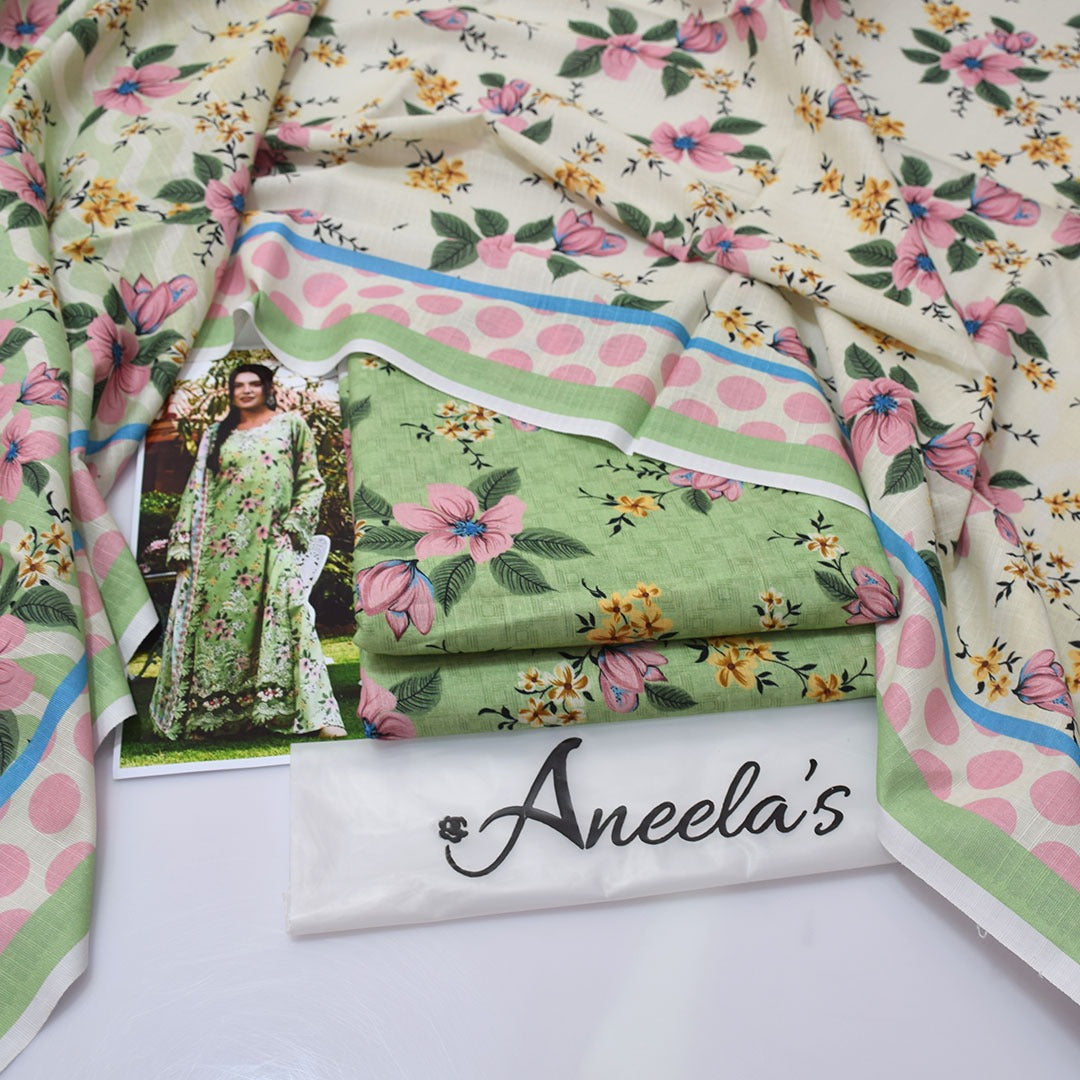 Aneela'S Digital Printed Khaddar 3-Piece Un-Stiched