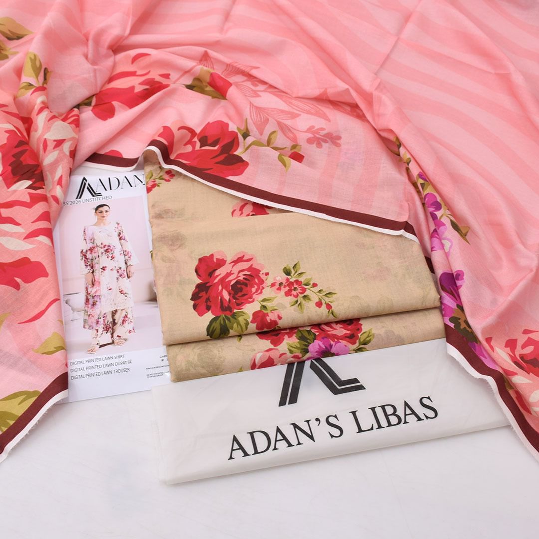 Adan's Libas Digital Lawn 3-Piece Un-Stiched
