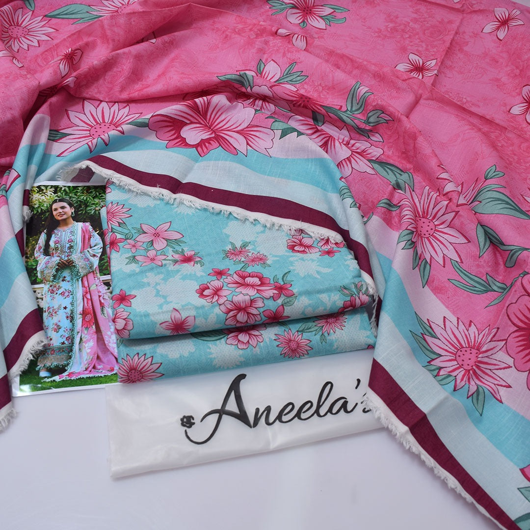 Aneela'S Digital Printed Khaddar 3-Piece Un-Stiched