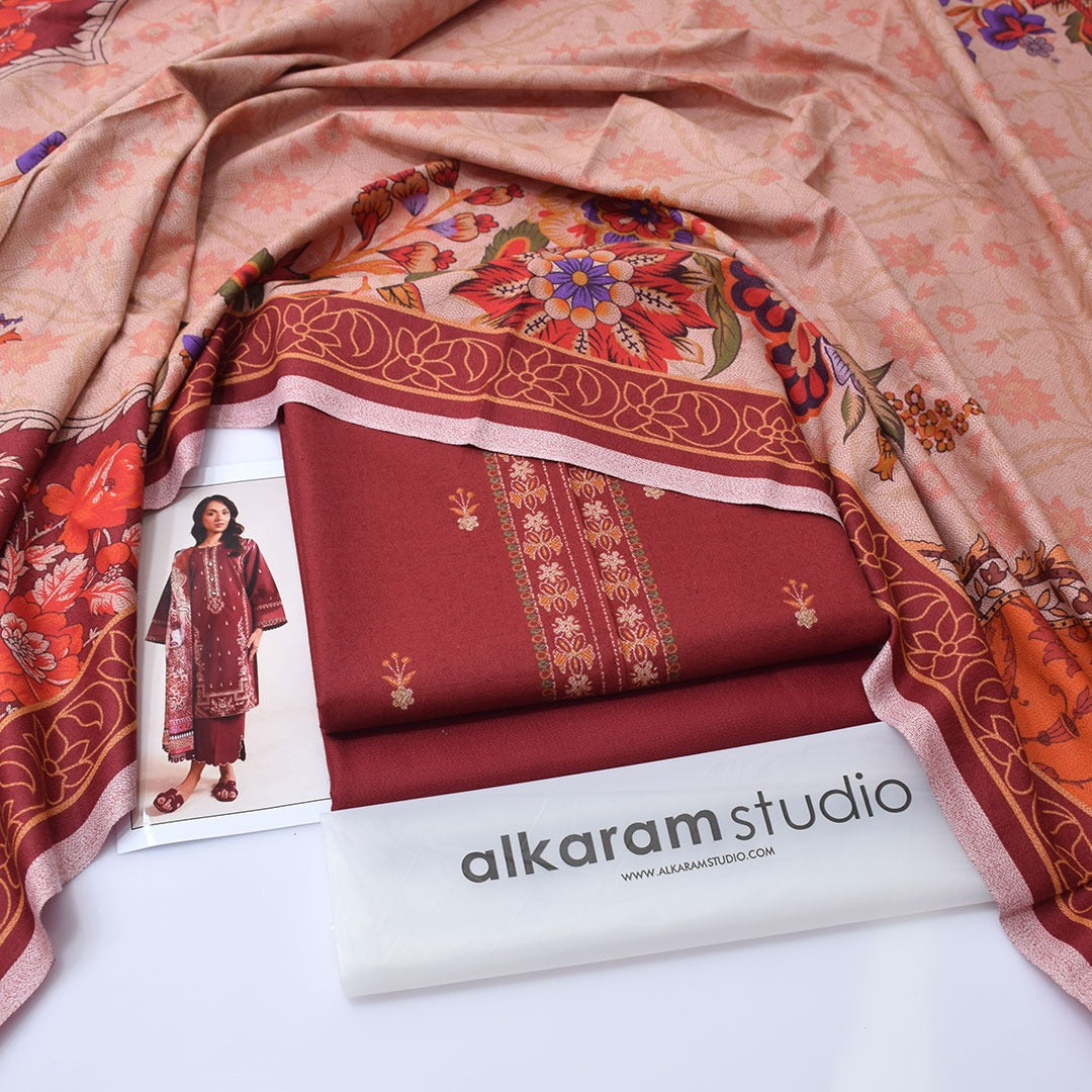 AlKaram Digital Printed Dhanak 3-Piece Un-Stiched