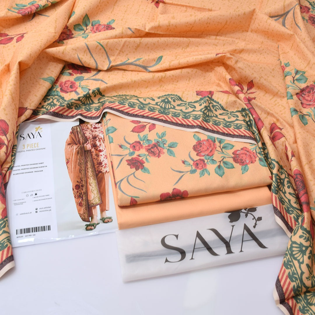 Saya Digital Printed Dhanak 3-Piece Un-Stiched