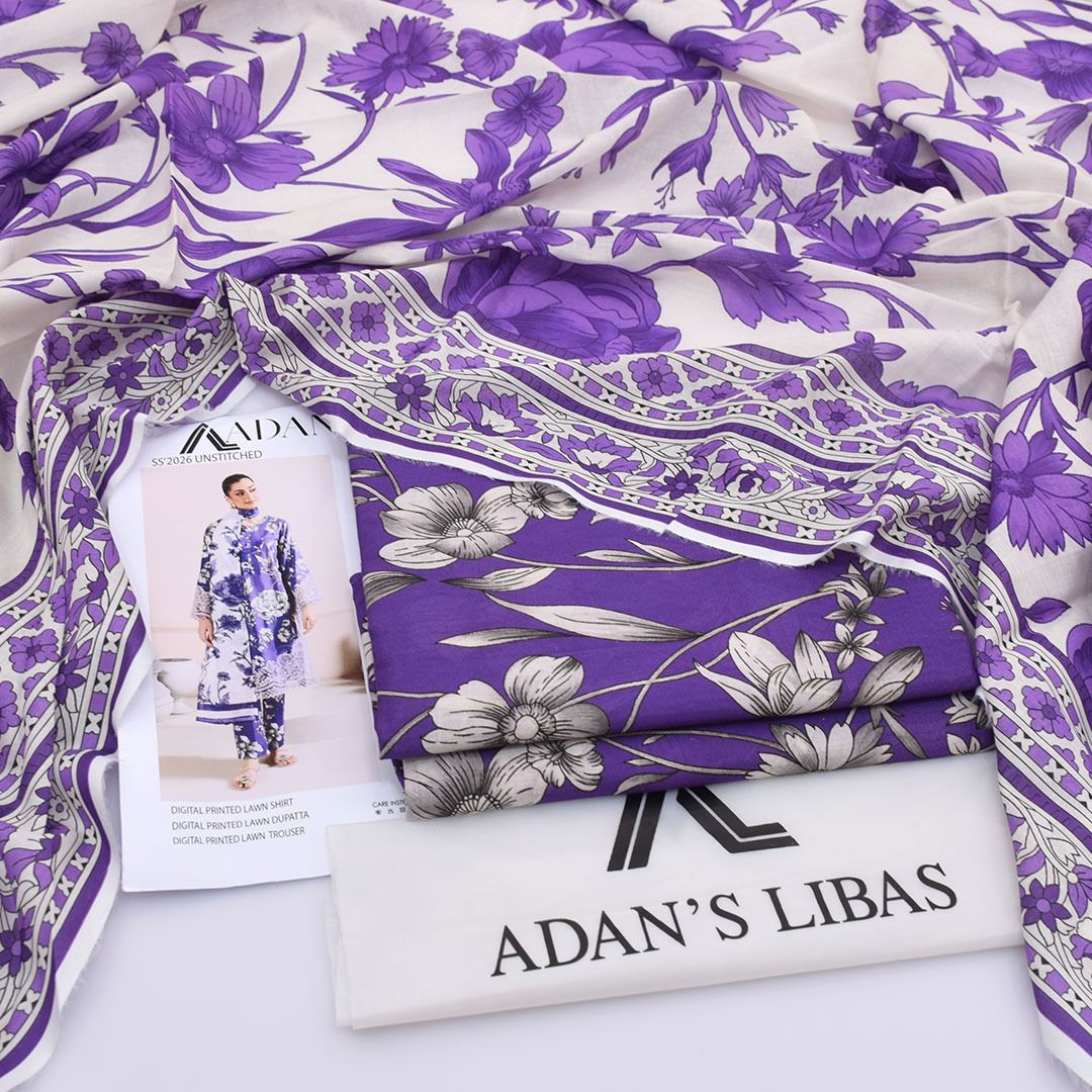 Adan's Libas Digital Lawn 3-Piece Un-Stiched