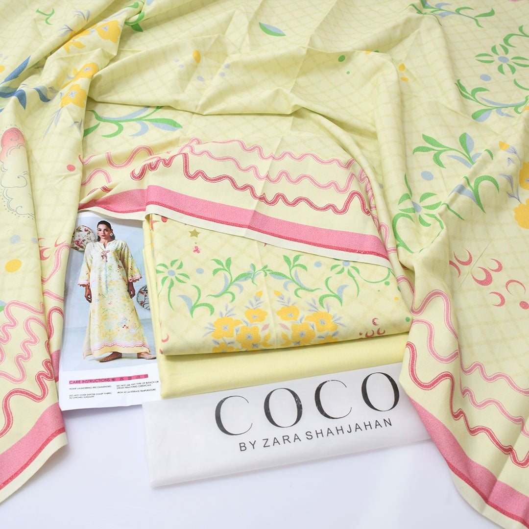 Coco By Zara Shahjahan Digital Printed Dhanak 3-Piece Un-Stiched )