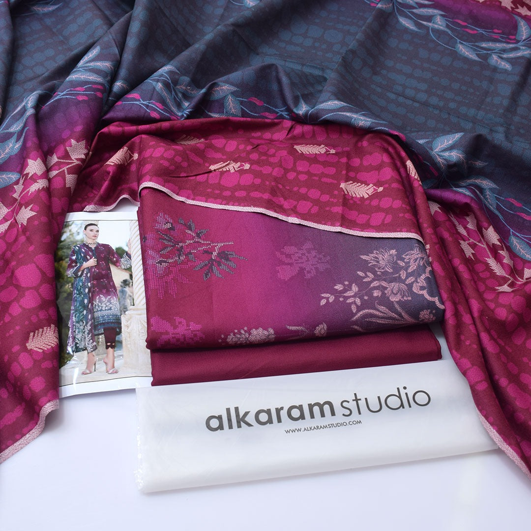 AlKaram Digital Printed Dhanak 3-Piece Un-Stiched