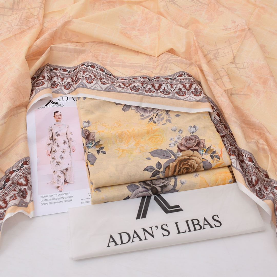 Adan's Libas Digital Lawn 3-Piece Un-Stiched
