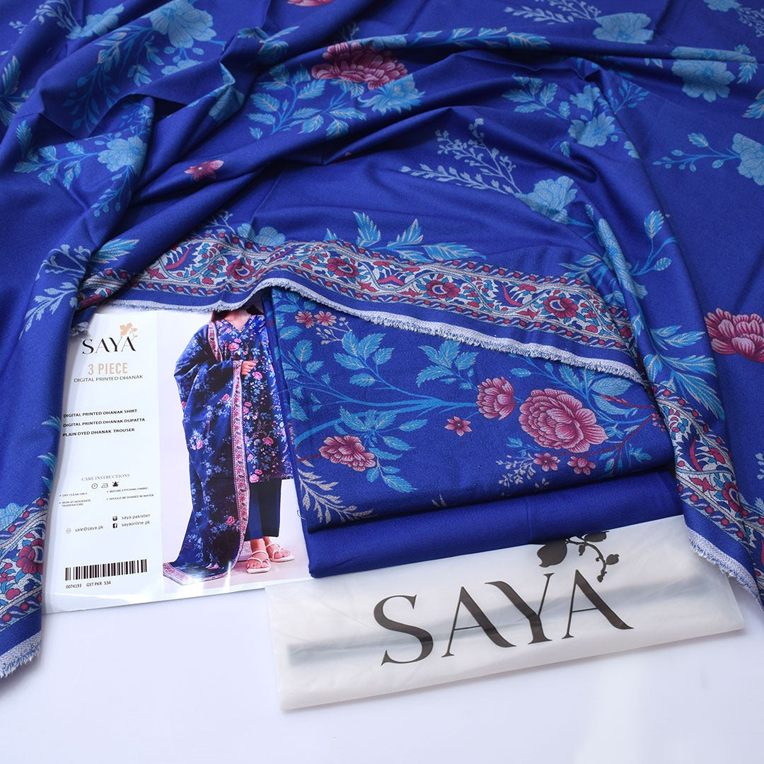 Saya Digital Printed Dhanak 3-Piece Un-Stiched
