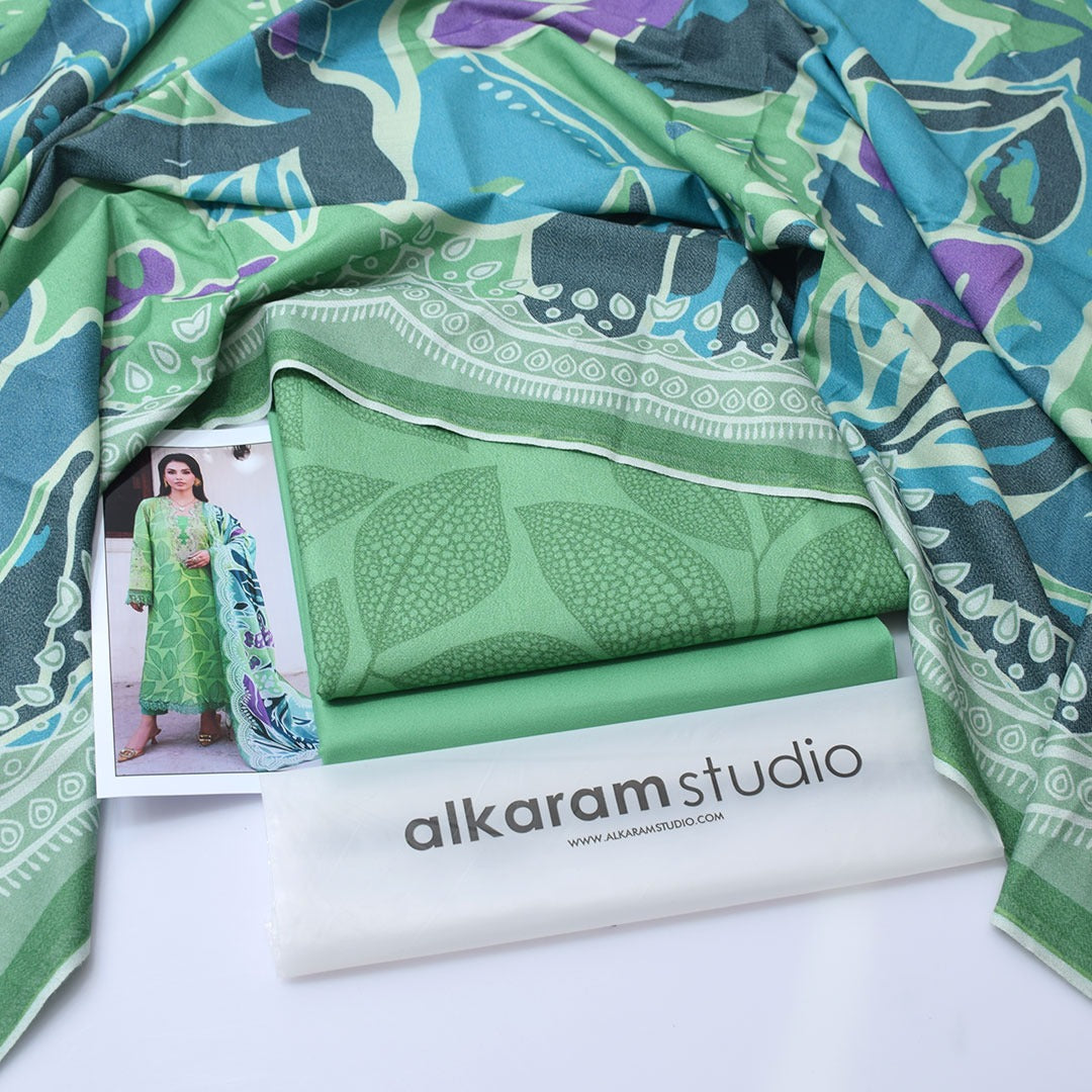 AlKaram Digital Printed Dhanak 3-Piece Un-Stiched