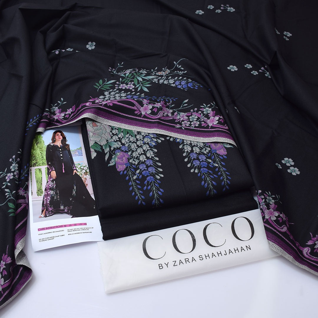 Coco By Zara Shahjahan Digital Printed Dhanak 3-Piece Un-Stiched )