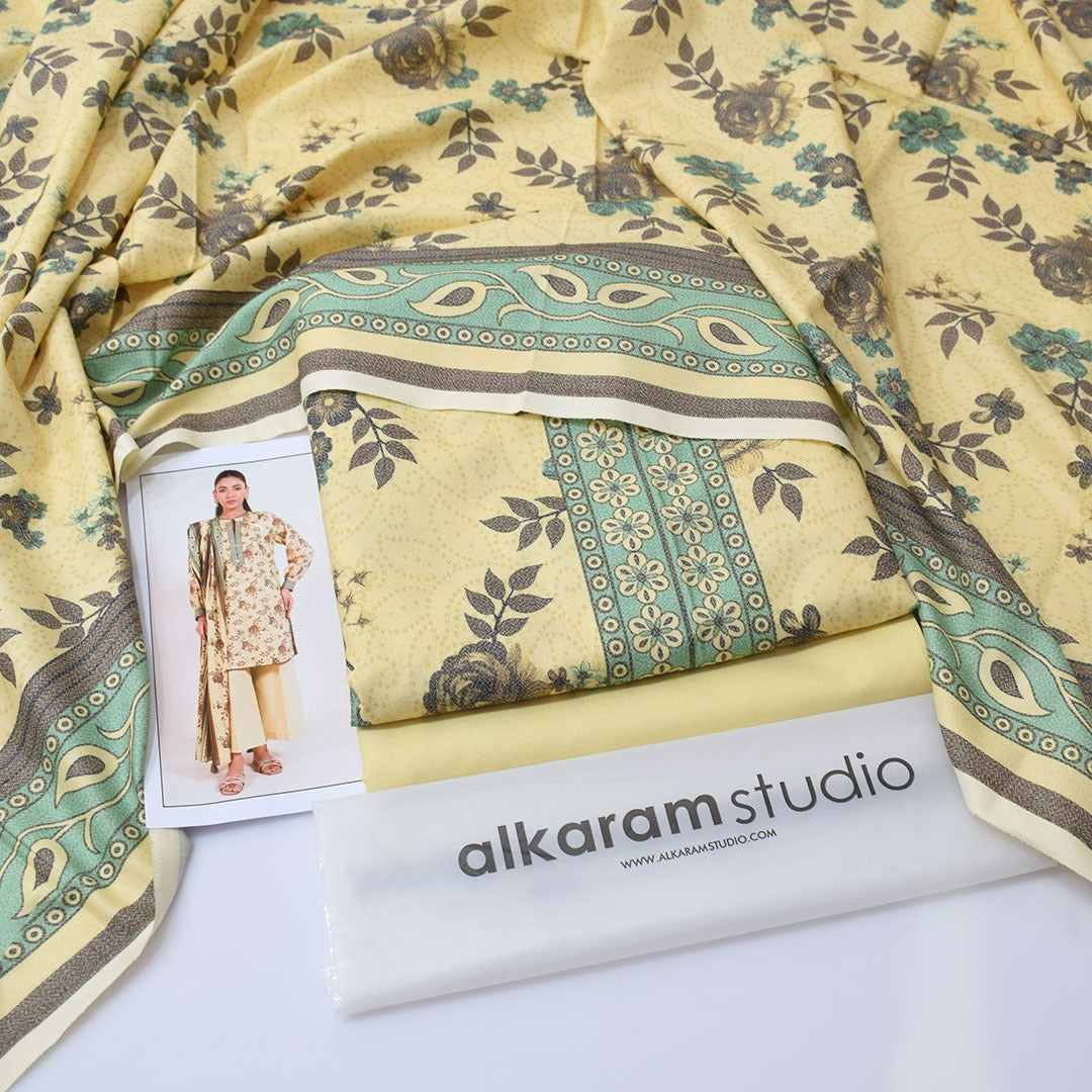 AlKaram Digital Printed Dhanak 3-Piece Un-Stiched