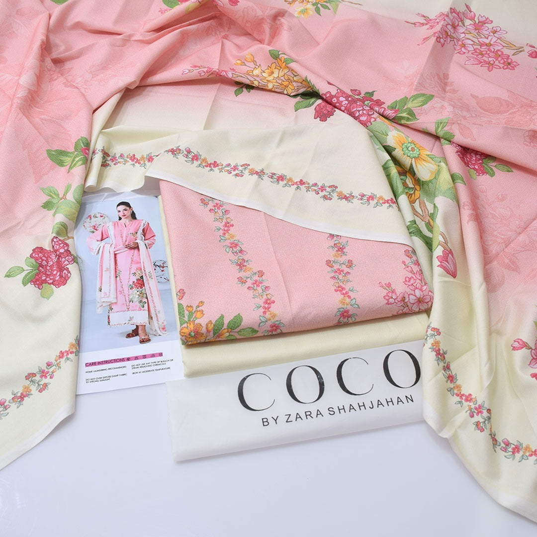 Coco By Zara Shahjahan Digital Printed Dhanak 3-Piece Un-Stiched