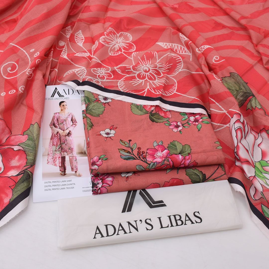 Adan's Libas Digital Lawn 3-Piece Un-Stiched