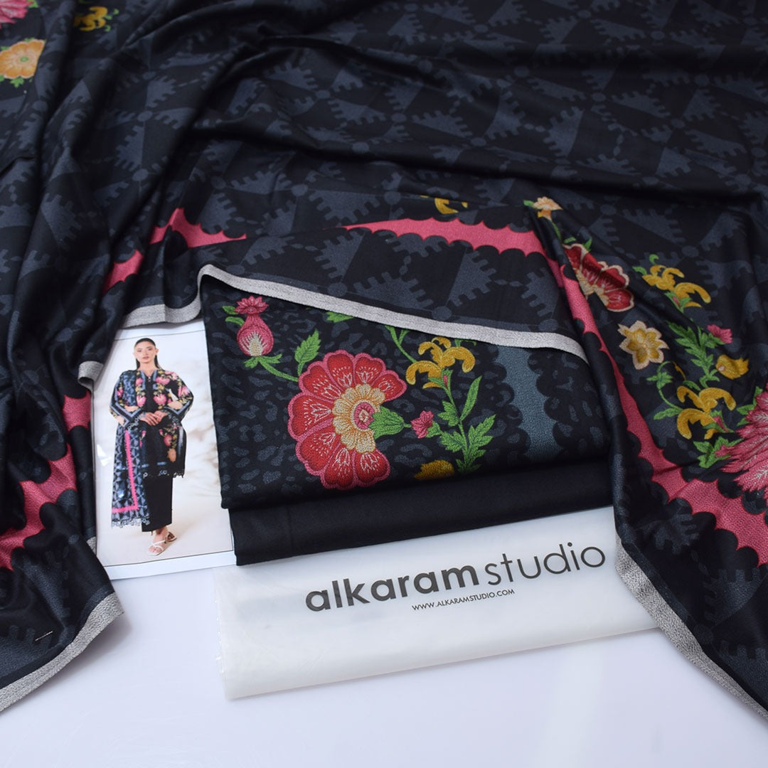AlKaram Digital Printed Dhanak 3-Piece Un-Stiched