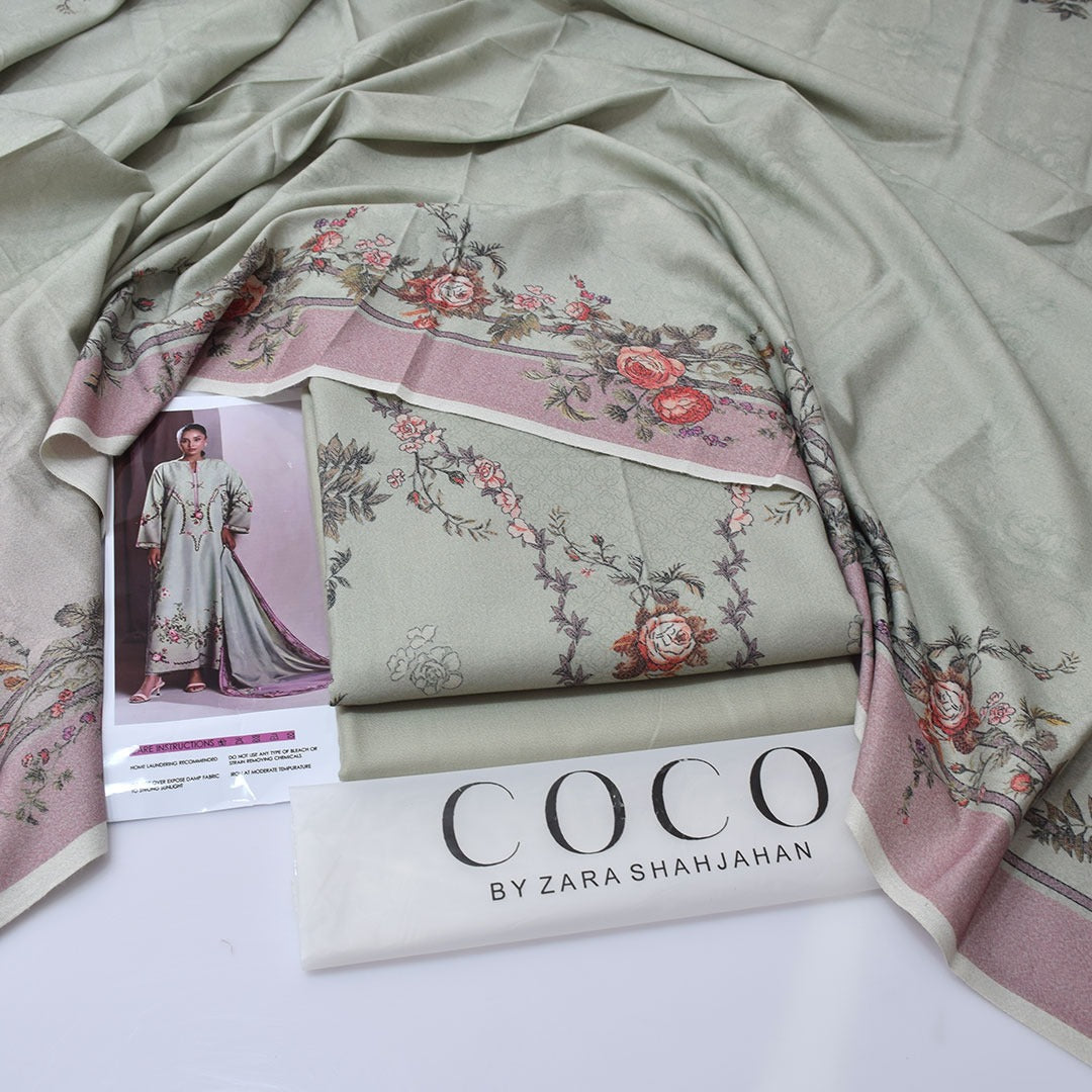 Coco By Zara Shahjahan Digital Printed Dhanak 3-Piece Un-Stiched )
